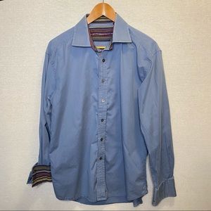 Robert Graham Men’s Dress Shirt Blue with
Contrast Cuffs Size XL